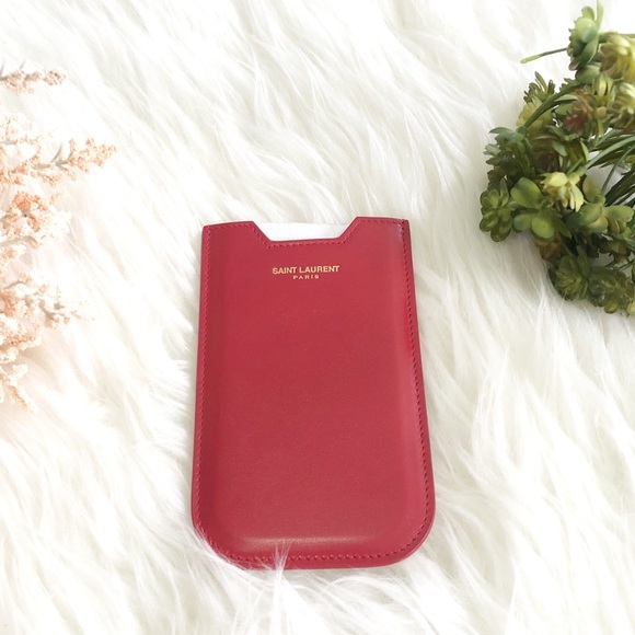 NWOT Saint Laurent Leather Case / Card holder Red - Picture 7 of 9